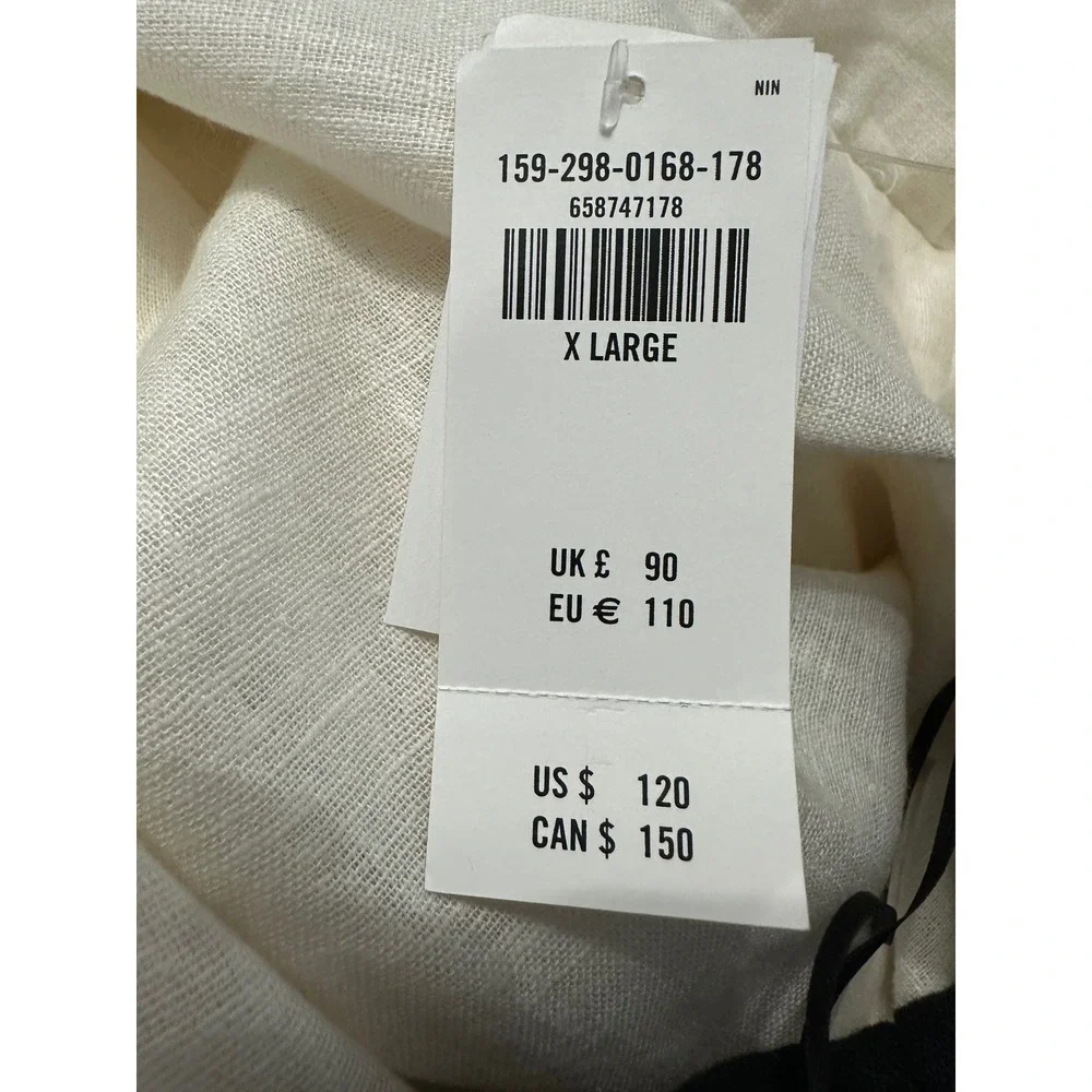 Abercrombie & Fitch Linen Blend Maxi Dress Black White Colorblock XL NEW